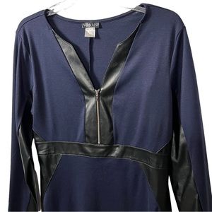 Venus Bodycon Dress Faux Leather Trim Size L